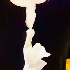 強制的VネックTシャツ  | 手描き猫｜一点物｜クラッシュデザイン｜ハンドペイント画像