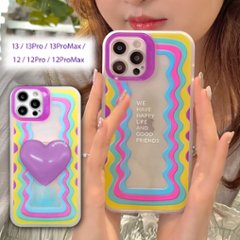 iPhoneケース スマホカバー ハート 持ち手 韓国 iPhone13 iPhone12 着せ替え Tiktok売れの画像