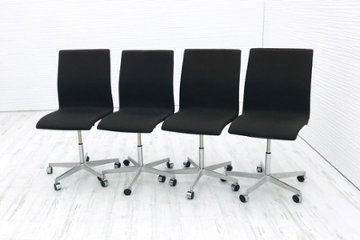 フリッツハンセン FritzHansen 4脚セット オックスフォード ミーティングチェア ブラウン キャスター付画像