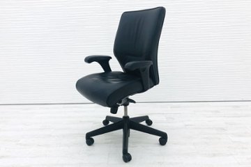 キールハワー エグゼクティブチェア TOM9862 役員椅子 革 KEILHAUER 中古チェア ブラック 中古オフィス家具の画像