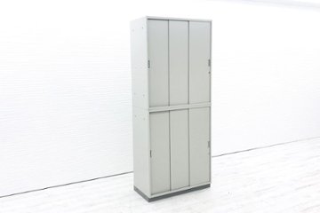 イトーキ シンラインキャビネット 中古キャビネット 900×450×2130㎜ 【スライド書庫2台セット】 収納家具 中古オフィス家具 HTM-109RS-WEの画像