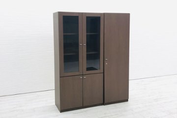 【ガラス書庫＋ワードローブの2点セット】 中古家具 内田洋行 役員セット 役員用家具 エグゼクティブ 中古オフィス家具画像