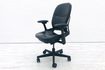 スチールケース リープチェア リープHD 中古 Steelcase Leap 中古オフィスチェア ブラック 中古オフィス家具 革 46212119S画像