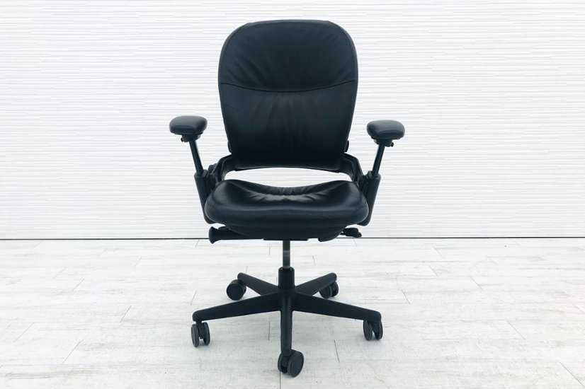 スチールケース リープチェア リープHD 中古 Steelcase Leap 中古オフィスチェア ブラック 中古オフィス家具 革 46212119S画像