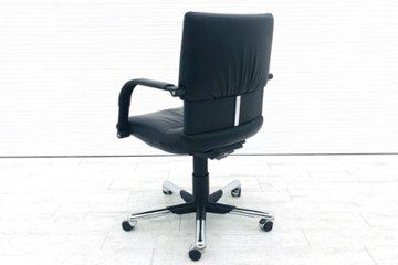 ヴィトラ フィグラチェア Vitra フィグラ 中古 figura chair デザイナーズチェア ローバック 革 ブラック 肘難あり画像