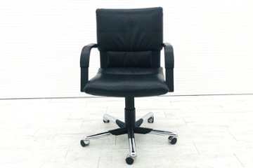 ヴィトラ フィグラチェア Vitra フィグラ 中古 figura chair デザイナーズチェア ローバック 革 ブラック 肘難あり画像