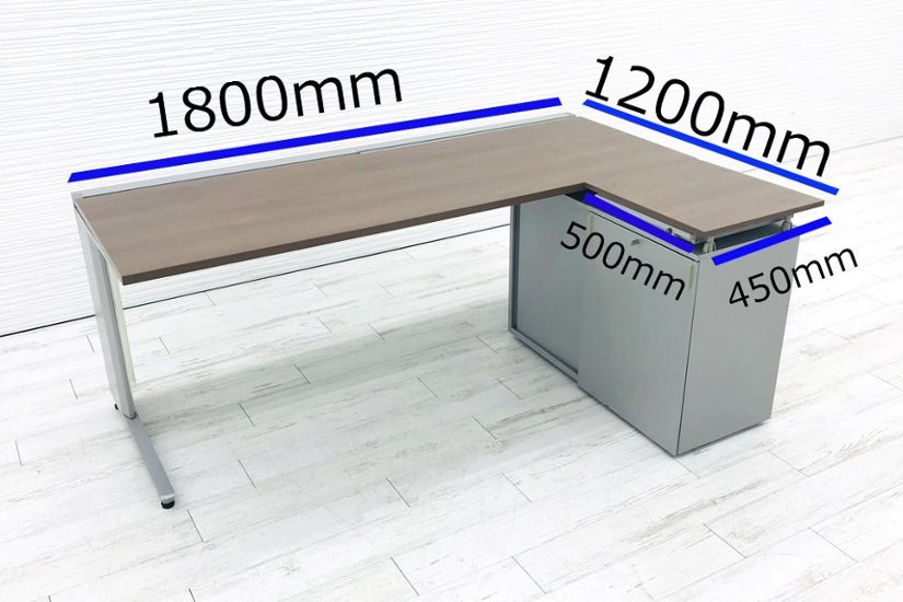 オカムラ L型デスク プロステージ クレスト Ｗ1800×D1200×H720 幅1800 中古デスク 中古机 中古オフィス家具 デスク 平机画像