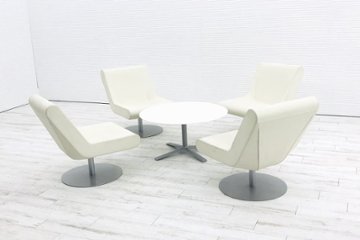 カッシーナ 【5点セット】 ブーメラン プリュス ラウンジスウィベルチェア フローテーブル Cassina FLOW カフェテーブル  中古オフィス家具の画像