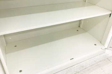 両開き書庫 スチール書庫 中古 オカムラ レクトライン キャビネット 収納家具 2段両開き書庫 中古オフィス家具 ホワイト 900/450/760画像