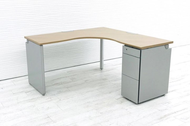 オカムラ L型デスク L字デスク 中古 L字机 片袖机 中古デスク 3段 