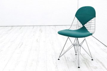 ハーマンミラー ワイヤーチェア ビキニパッド イームズチェア 中古オフィス家具 Herman Miller クロームベース グリーンの画像