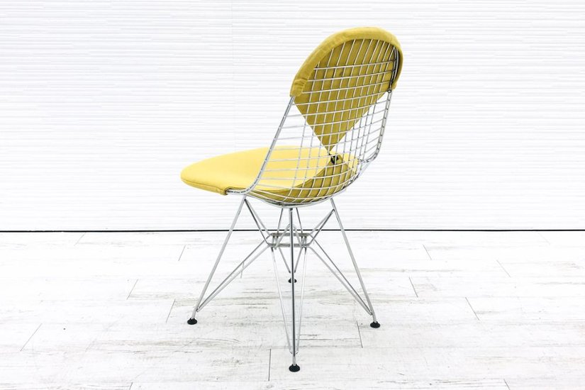 ハーマンミラー ワイヤーチェア ビキニパッド イームズチェア 中古オフィス家具 Herman Miller クロームベース イエロー画像