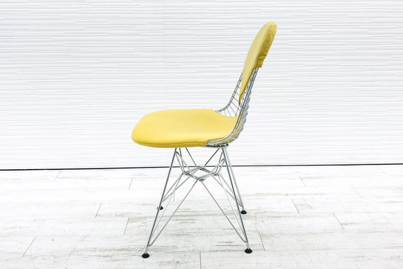 ハーマンミラー ワイヤーチェア ビキニパッド イームズチェア 中古オフィス家具 Herman Miller クロームベース イエロー画像