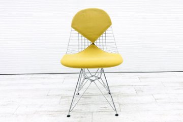 ハーマンミラー ワイヤーチェア ビキニパッド イームズチェア 中古オフィス家具 Herman Miller クロームベース イエロー画像