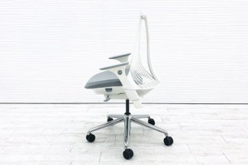 ハーマンミラー セイルチェア 2018年製 中古チェア SAYL Chairs デザインチェア 中古オフィス家具 前傾チルト 可動肘 グレー 脚ポリッシュ画像