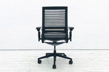 スチールケース シンクチェア 2016年製 中古 クッション メッシュ Steelcase Think 可動肘 中古オフィス家具 465A300 ニッケル画像