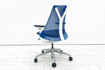 ハーマンミラー セイルチェア 2018年製 中古チェア SAYL Chairs デザインチェア 中古オフィス家具 前傾チルト 可動肘 ブルー画像