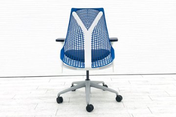 ハーマンミラー セイルチェア 2015年製 中古チェア SAYL Chairs デザインチェア 中古オフィス家具 前傾チルト 可動肘 ブルー画像