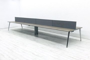 オカムラ プリシード フリーアドレス W5600×D1400mm×H720mm 幅5600 ミーティングテーブル 会議机 中古オフィス家具 デスクトップパネル付画像