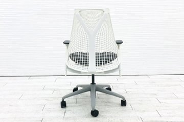 ハーマンミラー セイルチェア SAYL Chairs 中古 前傾チルト 可動肘 デザインチェア 中古オフィス家具 座グレー 背ホワイト画像