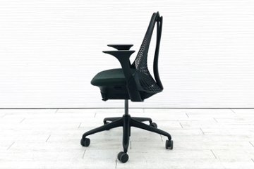 ハーマンミラー セイルチェア 中古 ダークグリーン SAYL Chairs デザインチェア 中古オフィス家具 固定肘画像