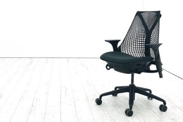 ハーマンミラー セイルチェア 中古 2018年製 ダークグリーン SAYL Chairs デザインチェア 中古オフィス家具 可動肘の画像