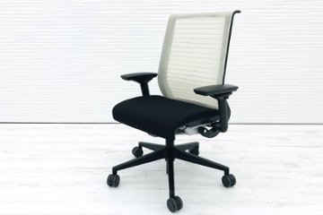 シンクチェア 中古 スチールケース Steelcase シンク オフィスチェア 可動肘 ホワイト 中古オフィス家具 事務椅子画像