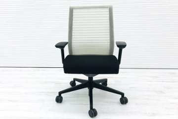 シンクチェア 中古 スチールケース Steelcase シンク オフィスチェア 可動肘 ホワイト 中古オフィス家具 事務椅子画像