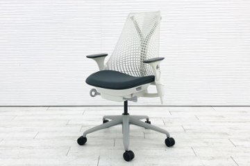 セイルチェア ハーマンミラー SAYL Chairs 中古 前傾チルト 可動肘 デザインチェア 中古オフィス家具 座グレー 背ホワイト画像