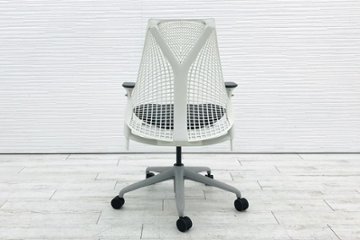 セイルチェア ハーマンミラー SAYL Chairs 中古 前傾チルト 可動肘 デザインチェア 中古オフィス家具 座グレー 背ホワイト画像