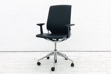 ヴィトラ メダチェア 2016年製 中古チェア Vitra メダ MEDA 革 肘付 ブラック 中古オフィス家具画像