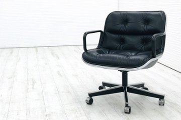 ポロックチェア Knoll ノール ノル 本皮 ブラック レザー 中古オフィス家具 役員チェア デザインチェアの画像