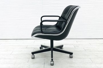 ポロックチェア Knoll ノール ノル 本皮 ブラック レザー 中古オフィス家具 役員チェア デザインチェア画像