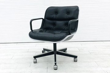 ポロックチェア Knoll ノール ノル 本皮 ブラック レザー 中古オフィス家具 役員チェア デザインチェア画像