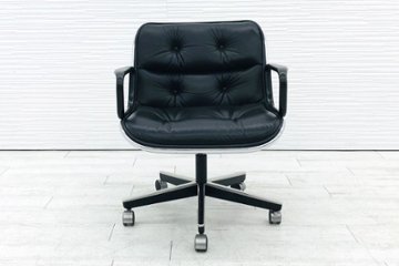 ポロックチェア Knoll ノール ノル 本皮 ブラック レザー 中古オフィス家具 役員チェア デザインチェア画像