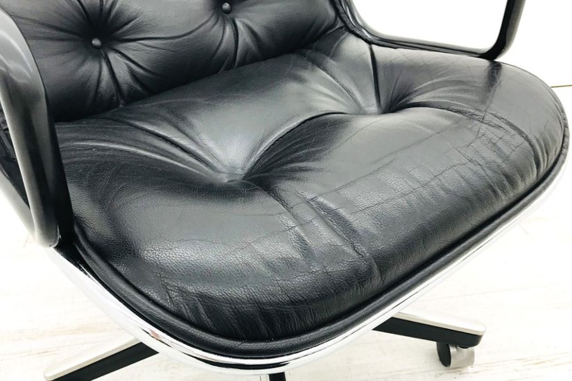 ポロックチェア Knoll ノール ノル 本皮 ブラック レザー 中古オフィス家具 役員チェア デザインチェア画像