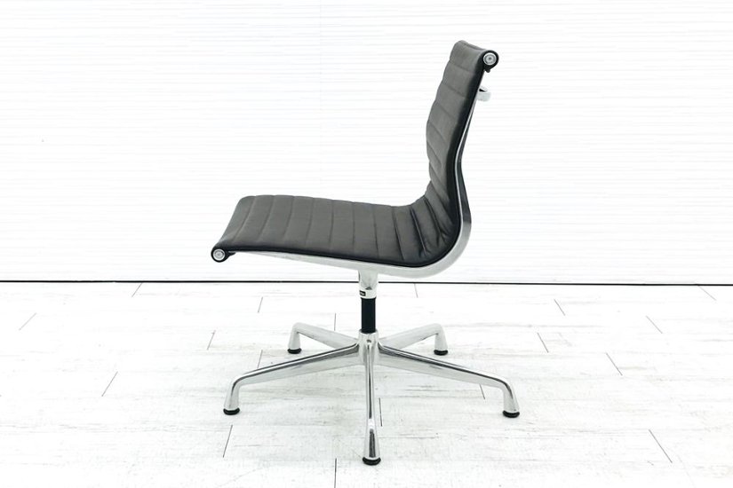 アルミナムチェア 本皮 レザー 中古 ハーマンミラー 中古オフィス家具 Herman Miller ブラウン イームズアルミナムグループ 訳あり画像