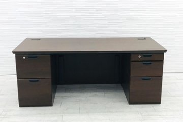 オカムラ 両袖机 幅1600 中古 役員デスク エグゼクティブデスク 中古机 中古オフィス家具 両袖デスク DX041画像