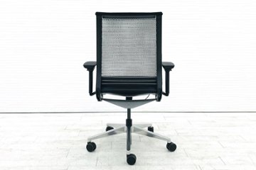 シンクチェア スチールケース 中古 中古オフィス家具 ブラック クッション メッシュ Steelcase Think 可動肘 アルミ脚画像