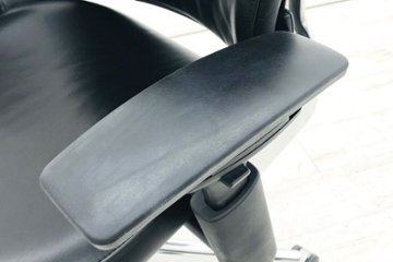 リープチェア USオリジナル アルミ脚 中古 スチールケース レザー 高級チェア Steelcase Leap ブラック 中古オフィス家具 革 46216179CS画像