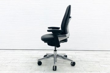 リープチェア USオリジナル アルミ脚 中古 スチールケース レザー 高級チェア Steelcase Leap ブラック 中古オフィス家具 革 46216179CS画像