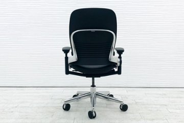 リープチェア USオリジナル アルミ脚 中古 スチールケース レザー 高級チェア Steelcase Leap ブラック 中古オフィス家具 革 46216179CS画像