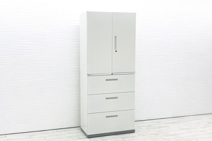 ラテラル書庫 3段両開き スチール イナバ TF 481332 中古 【上下セット 