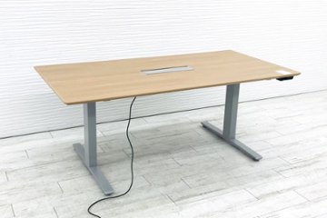 電動机 オカムラ スイフト 昇降テーブル 中古机 W1800 幅1800 ミーティングテーブル 700H～1250H 中古オフィス家具 操作レバータイプ画像