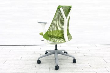 ハーマンミラー セイルチェア 中古 【前傾チルト無】 SAYL Chairs デザインチェア 中古オフィス家具 固定肘 グリーン画像