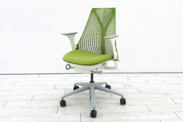 ハーマンミラー セイルチェア 中古 【前傾チルト無】 SAYL Chairs デザインチェア 中古オフィス家具 固定肘 グリーン画像