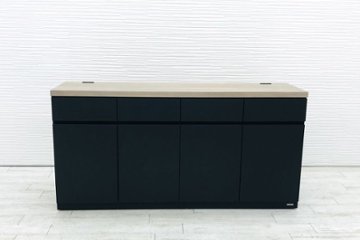 オカムラ アルトピアッツァ カフェキャビネット ロータイプ 中古 W1800 幅1800 電源コンセント付き 中古オフィス家具画像