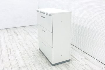 ラテラル書庫 3段ラテラル書庫 スチール イナバ TF-L3-119045 中古 キャビネット 収納家具 中古オフィス家具 幅900 オプティホワイト画像