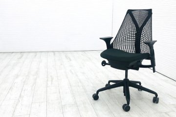 ハーマンミラー セイルチェア 中古 2017年製 ダークグリーン SAYL Chairs デザインチェア 中古オフィス家具 可動肘画像