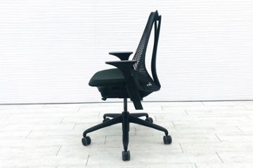 ハーマンミラー セイルチェア 中古 2017年製 ダークグリーン SAYL Chairs デザインチェア 中古オフィス家具 可動肘画像